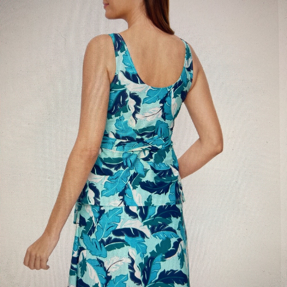 Cabana Life Faux Wrap Tankini and swim skirt XL NWT  UPF50+